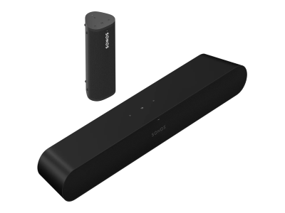 Sonos Roam Ultra Portable Smart Speaker & Ray Soundbar in Black - Two Room Set with Ray (B)