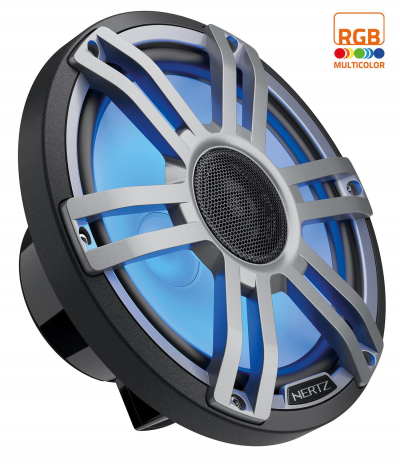 8" Hertz 2-way Marine Coaxial Speakers with LED Lighting in Gray - HMX 8 S-LD-G