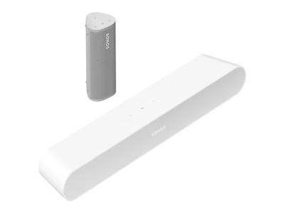 Sonos Roam Ultra Portable Smart Speaker & Ray Soundbar in White - Two Room Set with Ray (W)